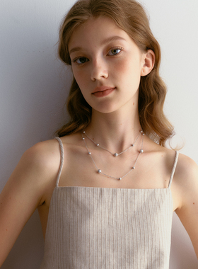 CINNLER菱格编织球满天星长项链