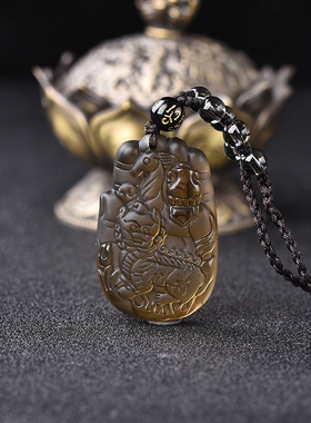 属虎冰种黑曜石生肖男女款护身符