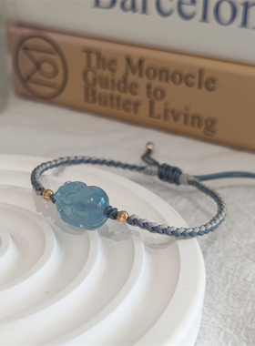 爆款冰透海蓝宝貔貅情侣