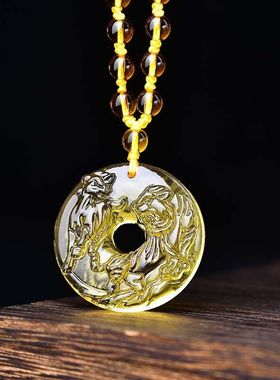 淘运灵阁2026马年新款黄水晶虎马保岁生肖猴招财12生肖吊坠项链