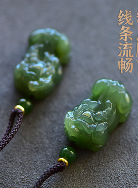 保真天然和田玉财源貔貅