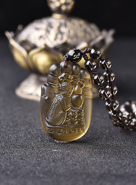 属鼠冰种黑曜石灵猴吊坠项链