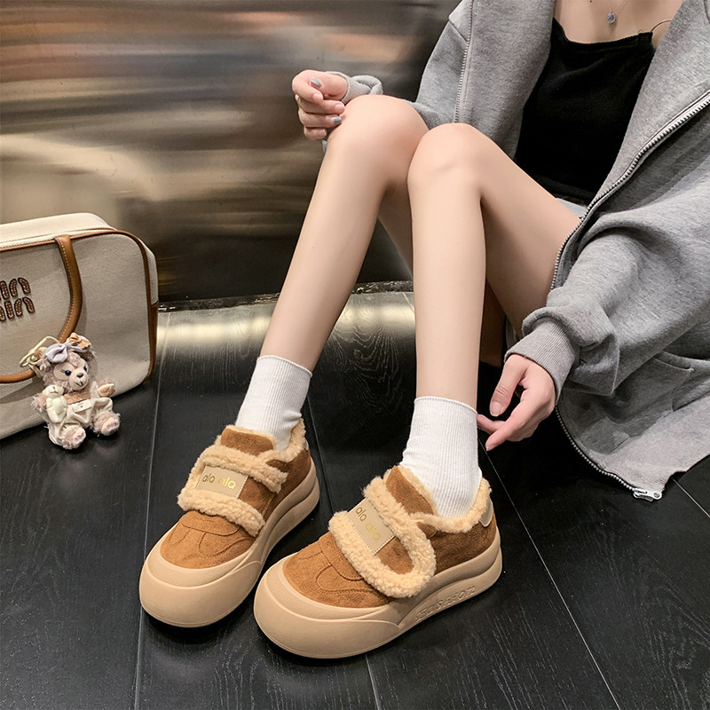 厚底毛毛鞋魔术贴方便时尚女鞋2025冬季新款增高加绒加厚面包棉鞋,淘宝优惠券,粉丝福利购,淘宝优惠卷