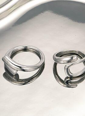 Open ring girl覆古夸张交错几何关节戒指ins风简约开 口戒指女