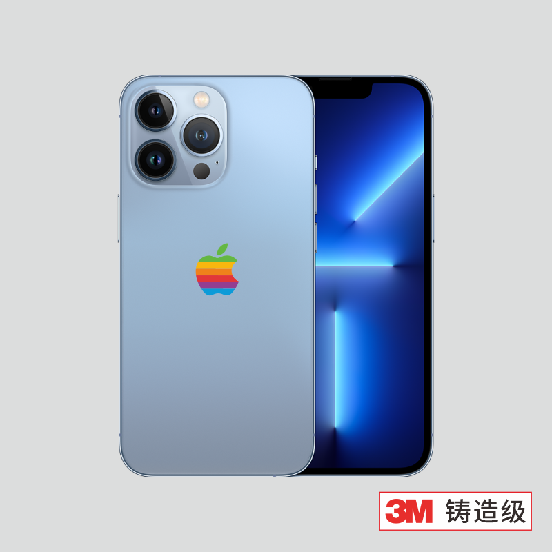 艺贴 3M铸造级材质带导气槽背胶彩虹创意logo保护膜适用iPhone苹果手机贴创意遮瑕防指纹防水不留胶一份4个装 - 图2