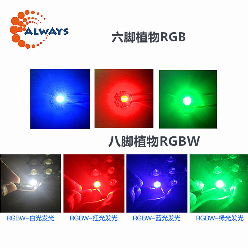 植物rgb灯珠3w大功率6脚8脚红绿蓝全彩RGBW草缸帕灯景观照明灯珠_虎窝淘
