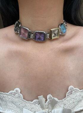 小众手表吊坠拼接钛钢赛博朋克设计感男女choker项链