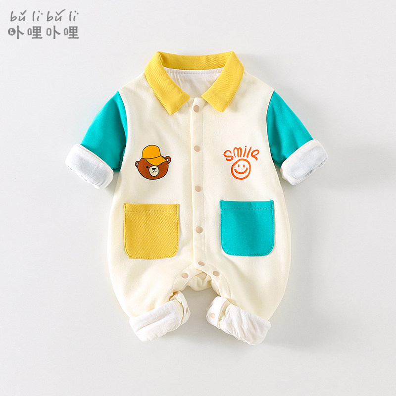 新生婴儿衣服春装棒球服外套连体衣 卟哩卟哩连身衣/爬服/哈衣