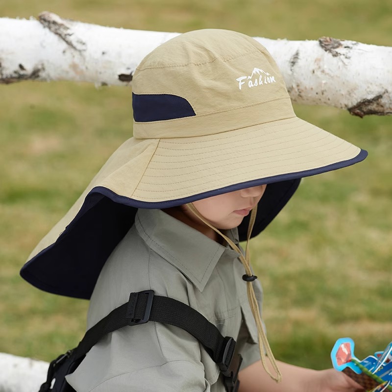 儿童防晒帽春秋户外登山夏季防紫外线遮阳男孩渔夫盆帽女太阳帽子