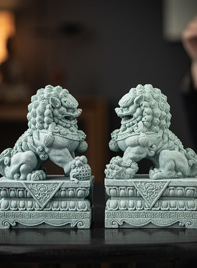 吉祥物摆件家居镇宅大号桌面装饰造景国潮石狮子一对故宫看门庭院