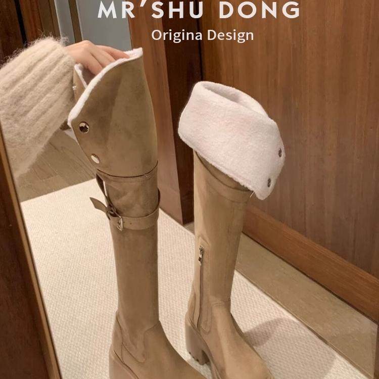 羊羔毛过膝长筒靴雪地靴子女秋冬款小个子厚底增高保暖加绒骑士靴,淘宝优惠券,粉丝福利购,淘宝优惠卷