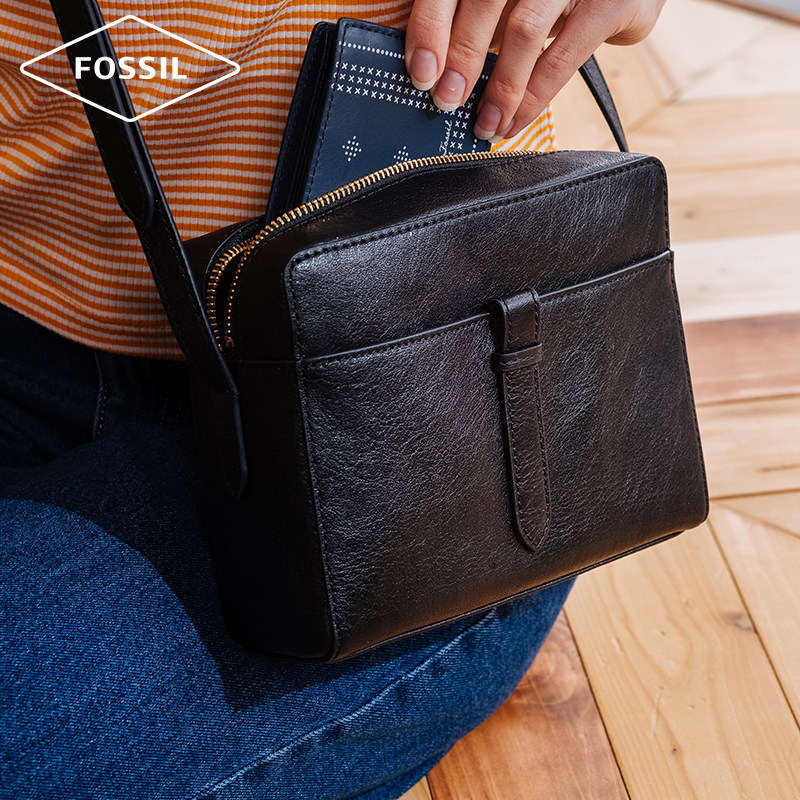 fossil欧美时尚文艺简约牛皮女拉链 fossil箱包女士包袋