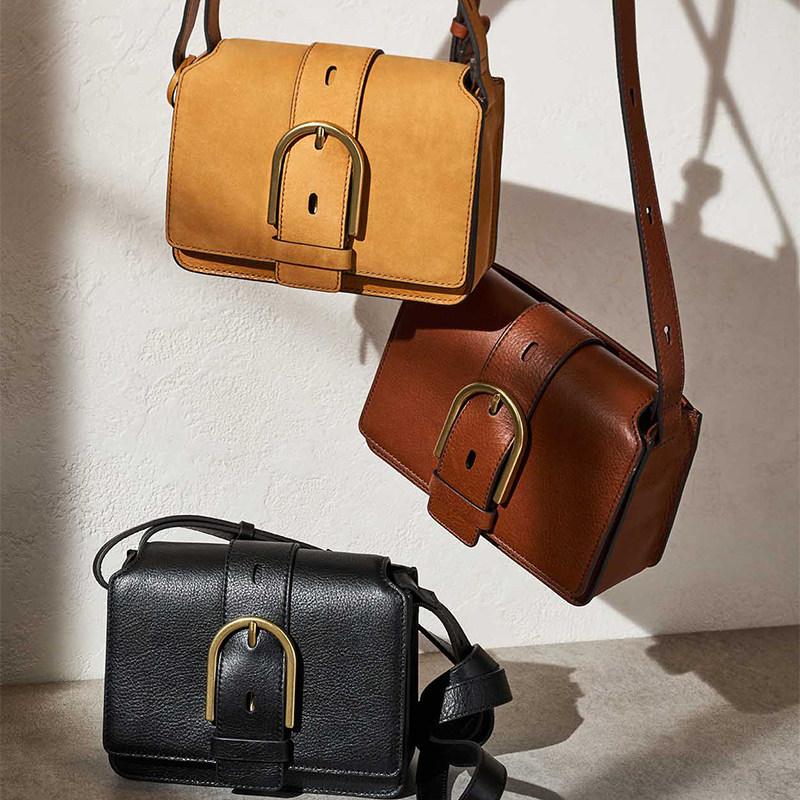 fossil化石简约通勤真皮单肩剑桥包 fossil箱包女士包袋