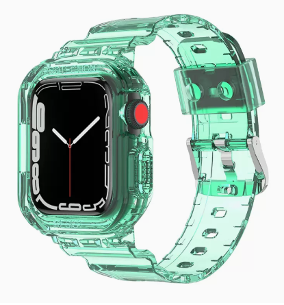 适用iwatch8苹果保护套一体冰川透明手表表带apple watch7/6/5/se/2/3/4代s8s9硅胶壳运动9代 ultra智能配件-图2