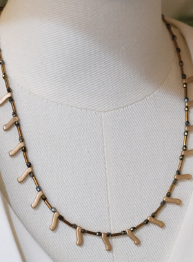 2025新款扶梯珠手作捷克火魔珠米珠颈链项链毛衣链