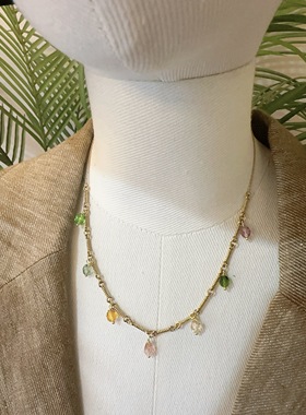 2026新款南法风情浪漫串珠保色项链黑尖晶捷克琉璃