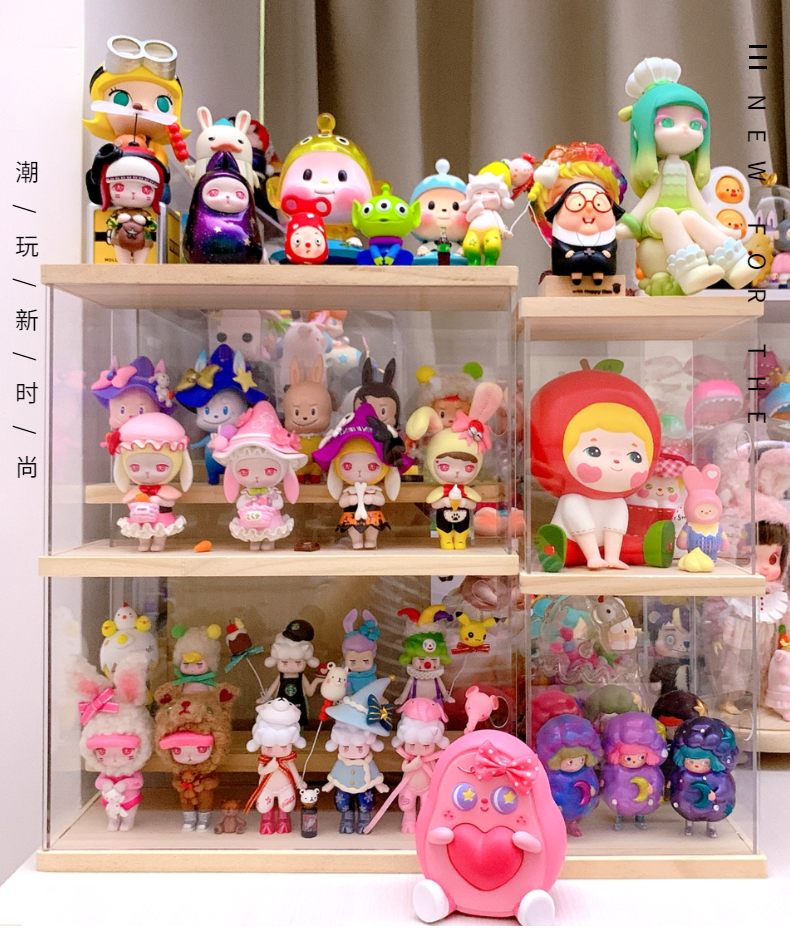 Figure storage box open door wooden lighting acrylic