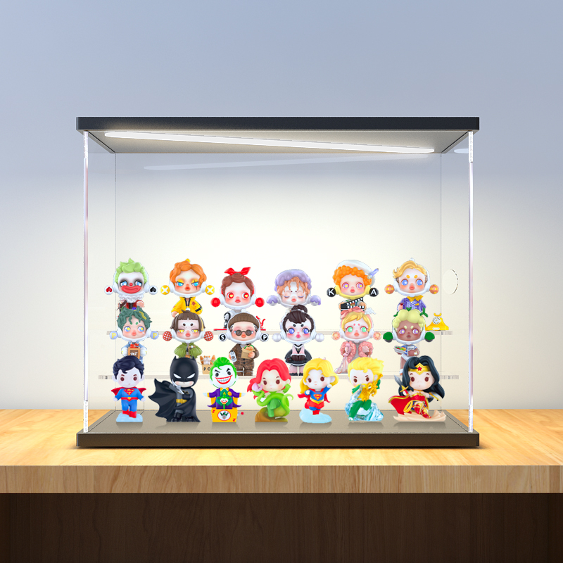 Lighting figure storage box Bubble Mart blind box doll trendy play stand model transparent display box doll dustproof