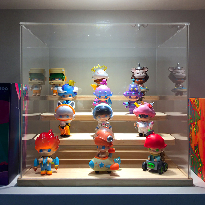 Fully transparent blind box storage display stand Bubble Mart acrylic dust box doll hand-held storage box storage rack