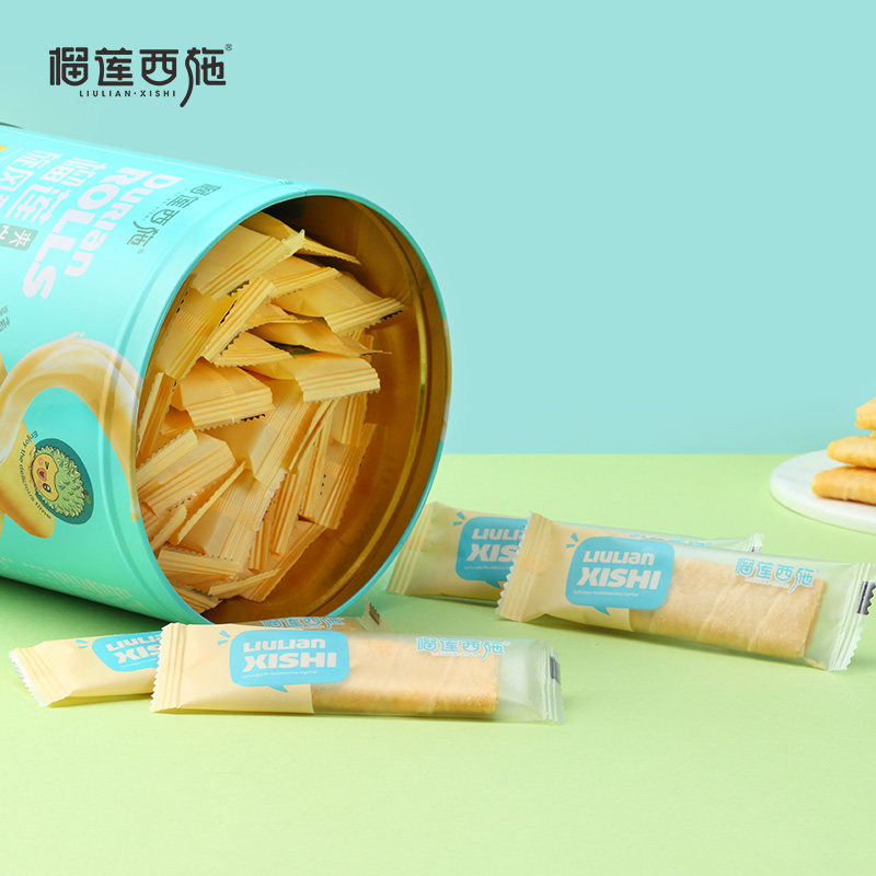 榴莲西施338g/罐凤凰卷榴莲旋风酥 榴莲西施蛋卷饼干