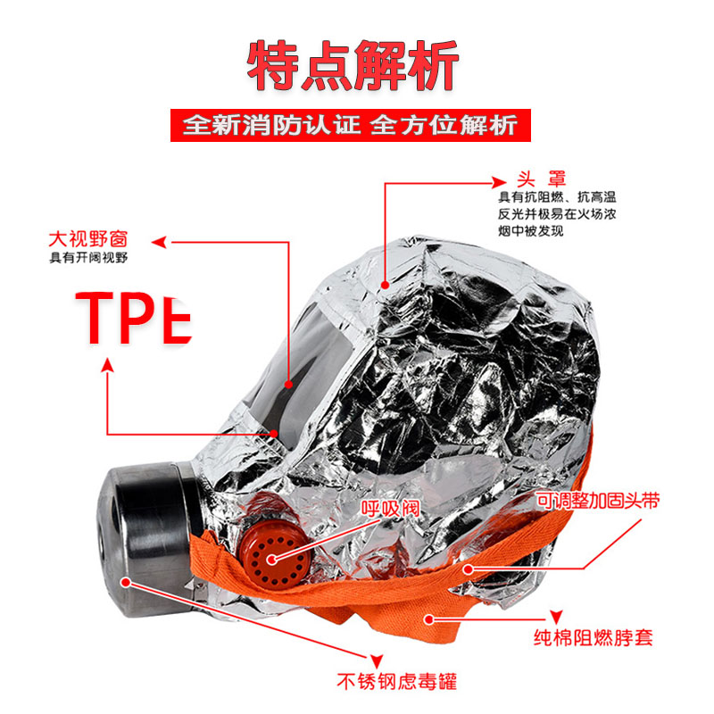 防毒面具3c认证防火防烟消防面罩火灾逃生消防面具过滤式自救呼吸 - 图2