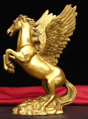 纯铜飞天马龙马摆件马上发财风水马客厅办公室装招财铜马桌面饰品