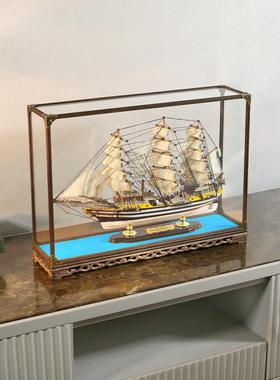 仿真实木船一帆风顺帆船摆件高档轻奢工艺品办公室客厅玄关装饰品