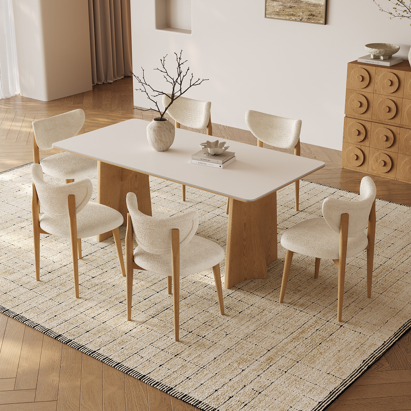 奥古斯特实木岩板餐桌奶油风小户型2026新款日式原木色餐桌椅组合,淘宝优惠券,粉丝福利购,淘宝优惠卷
