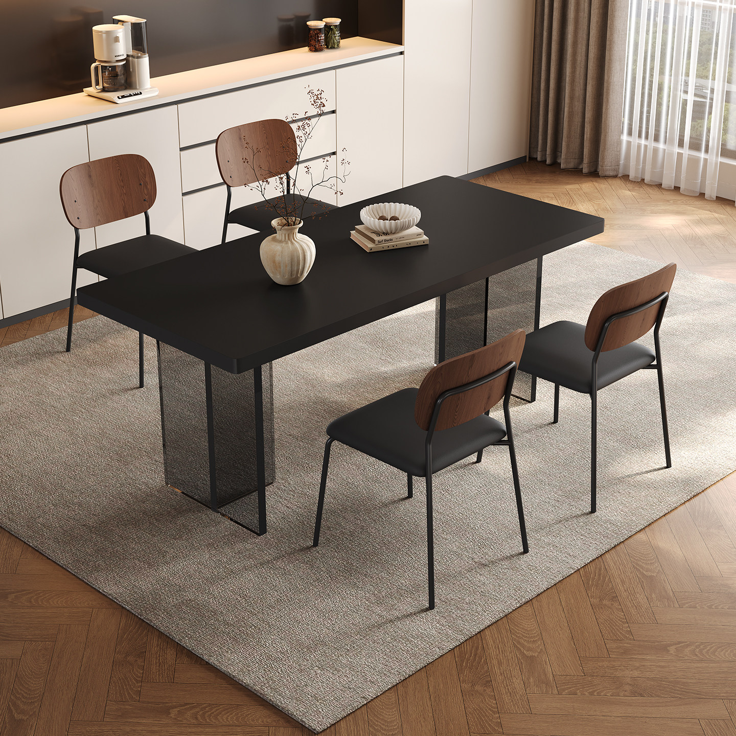 奥古斯特岩板餐桌轻奢现代简约家用高级感透明悬浮亚克力复古饭桌,淘宝优惠券,粉丝福利购,淘宝优惠卷