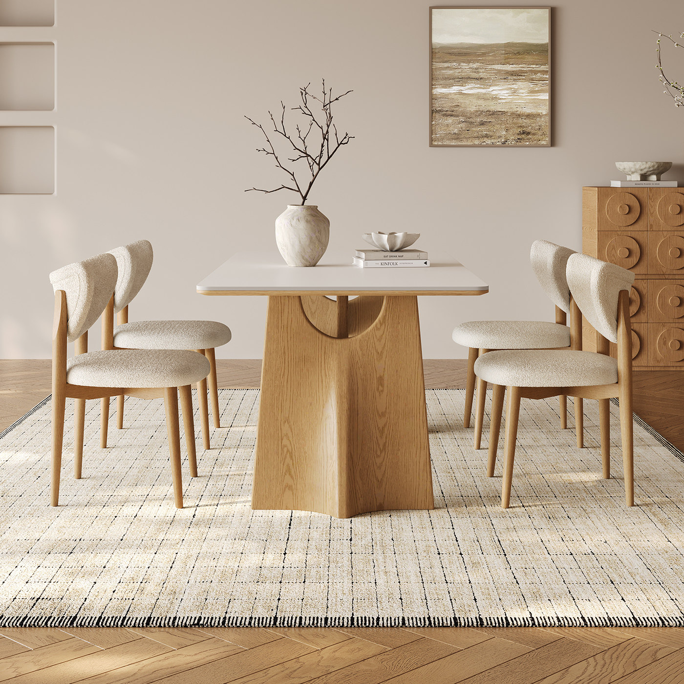 奥古斯特实木岩板餐桌奶油风小户型2026新款日式原木色餐桌椅组合,淘宝优惠券,粉丝福利购,淘宝优惠卷