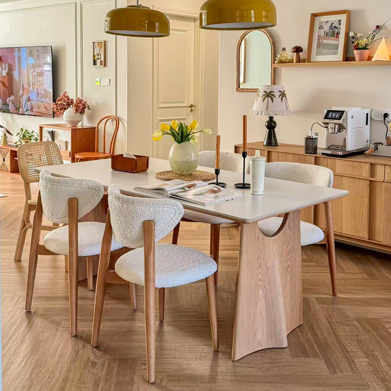奥古斯特  原木风实木餐桌日系2026新款长方形家用餐厅岩板餐桌椅,淘宝优惠券,粉丝福利购,淘宝优惠卷