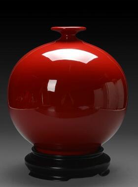 客厅陶瓷花瓶摆件新中式轻奢高档中国红结婚乔迁礼品电视柜博古架