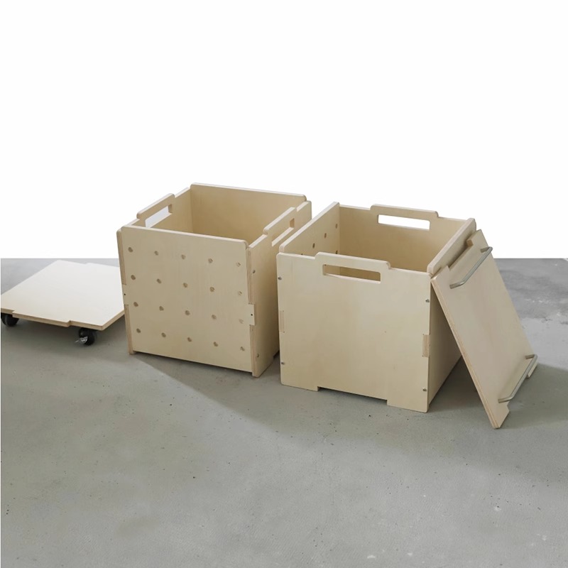 小木良品实木收纳箱可叠加格子柜组合移动柜储物箱可堆叠工具箱 - 图0