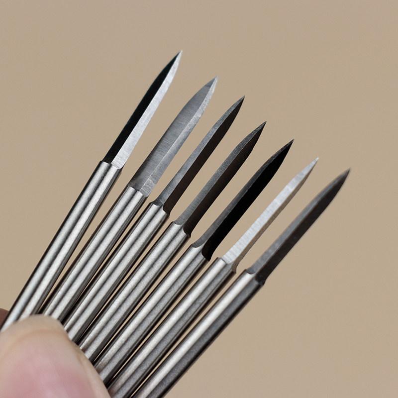 2.35/3mm宝剑型两刃尖核雕木雕木工电动雕刻工具牙机电磨刀头刻字,淘宝优惠券,粉丝福利购,淘宝优惠卷