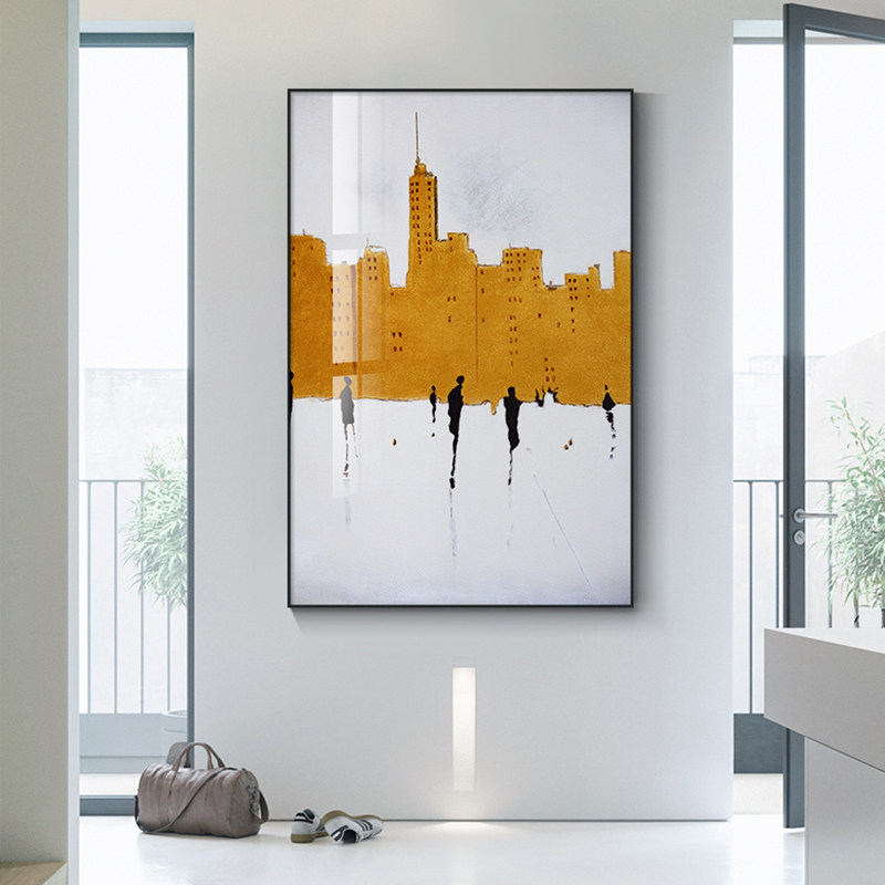 入户玄关装饰画现代简约走廊过道竖版抽象人物壁画入门北欧风挂画