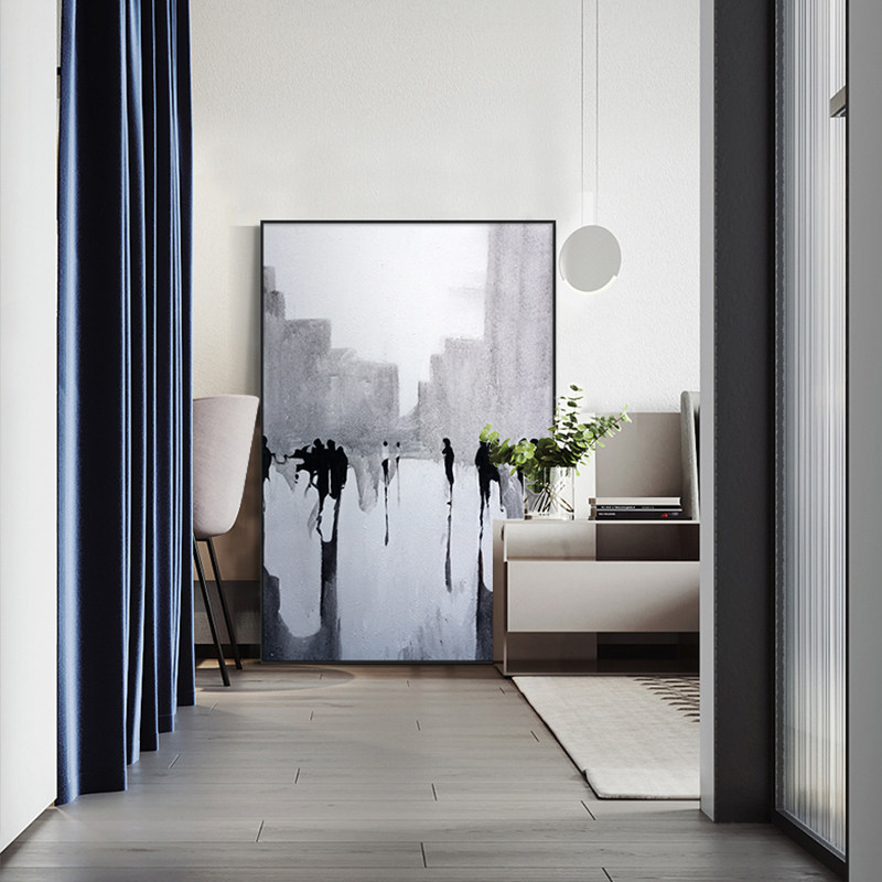 入户玄关装饰画现代简约走廊过道竖版抽象人物壁画入门北欧风挂画