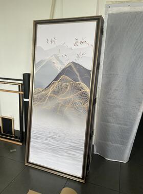 新中式山水装饰画 消防栓开门式挂画消火栓遮 强弱电箱画水电井画