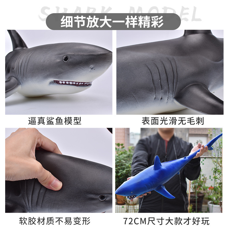 2023年新款儿童仿真巨齿鲨模型软胶鲨鱼大白鲨动物模型鳄鱼玩具-图1