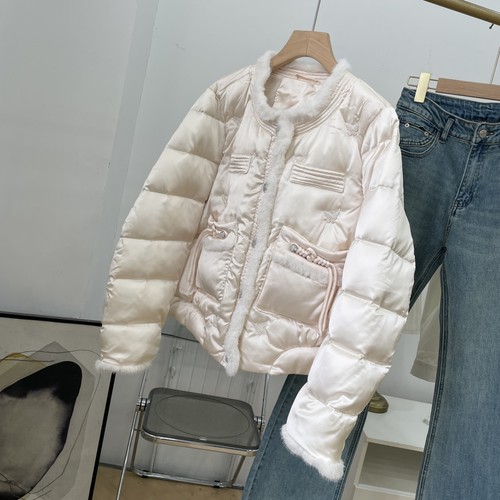 羽绒 新中式国风春季新款毛毛拼接设计宽松时尚外套女 A#24 - 图3