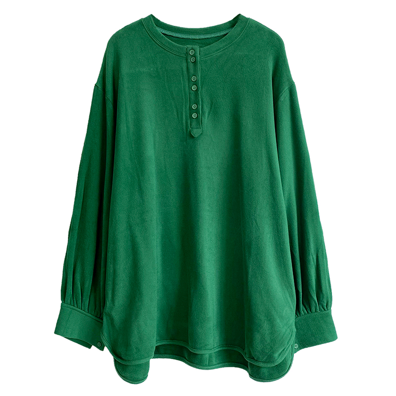 3 斤绒面绿色卫衣宽松慵懒风中长款绒衫套头上衣时尚休闲洋气  1 H