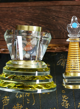 家用佛前透明水晶舍利塔可装舍利