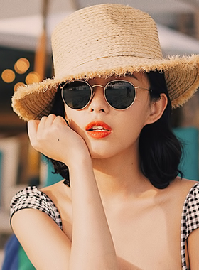 复古圆形防紫外线女士太阳眼镜