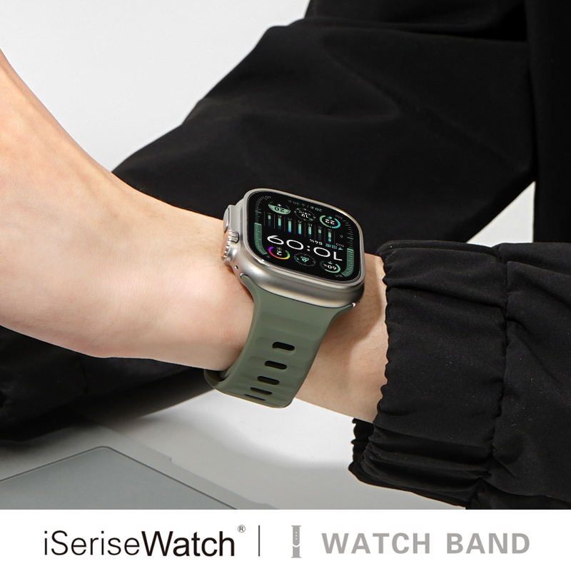 iserisewatch适用于iwatchultra表带春夏apple watchs7/8硅胶透气se苹果智能手表s9表带防水45mm男款户外运动 - 图3