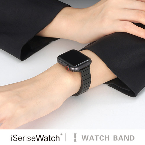iserisewatch适用applewatchs11表带苹果手表10代iwatchs9金属链式s7细高级创意不锈钢45/41mm夏天透气男女款 - 图1