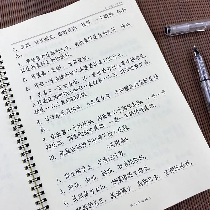 晋江小说原耽金句言情语录行楷书女生漂亮鲸落体瘦金体硬笔练字帖-图1