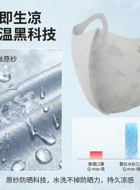 防晒冰丝蕾丝轻薄透气黑色口罩女