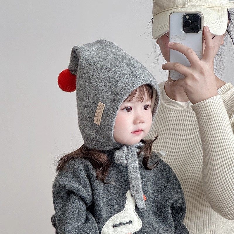 儿童帽子冬天毛线帽可爱洋气尖顶针织护耳帽男女宝宝加厚保暖防风,淘宝优惠券,粉丝福利购,淘宝优惠卷