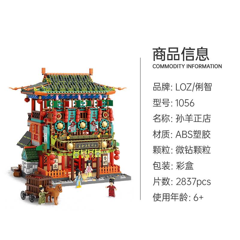 1056孙羊正店清明上河图建筑套装拼插积木玩具小颗粒积木礼物 - 图1