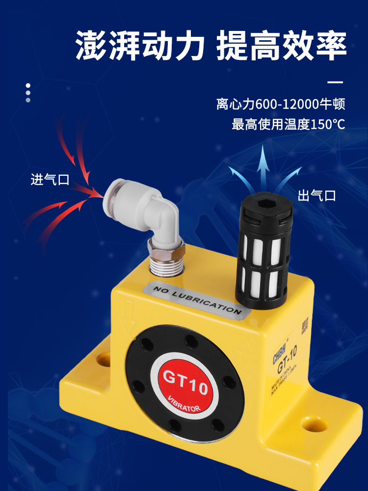 小型气动振动器气动锤涡轮震动器机械出下料助流器GT10 16 25 32 - 图1
