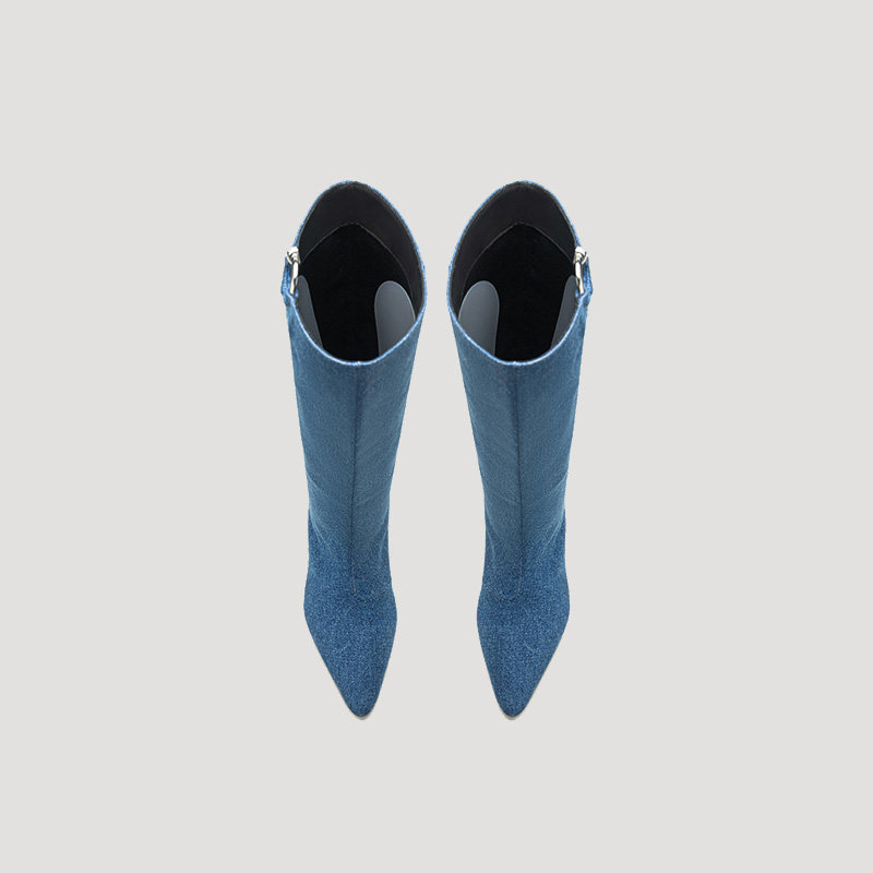 周也同款|both2024秋冬复古牛仔布细高跟尖头长筒齐膝靴子女,淘宝优惠券,粉丝福利购,淘宝优惠卷